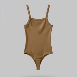 Brown Ribbed Bodysuit